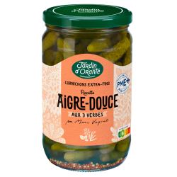 Extra Fine Sweet and Sour Gherkins with 3 Herbs 72 cl