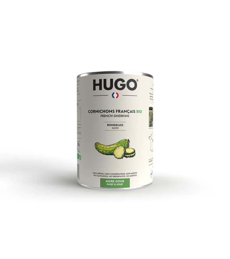 HUGO Organic French Sweet-and-Sour Pickle Slices - 5/1 Can HUGO Organic French Sweet-and-Sour Pickle Slices - 5/1 Can
